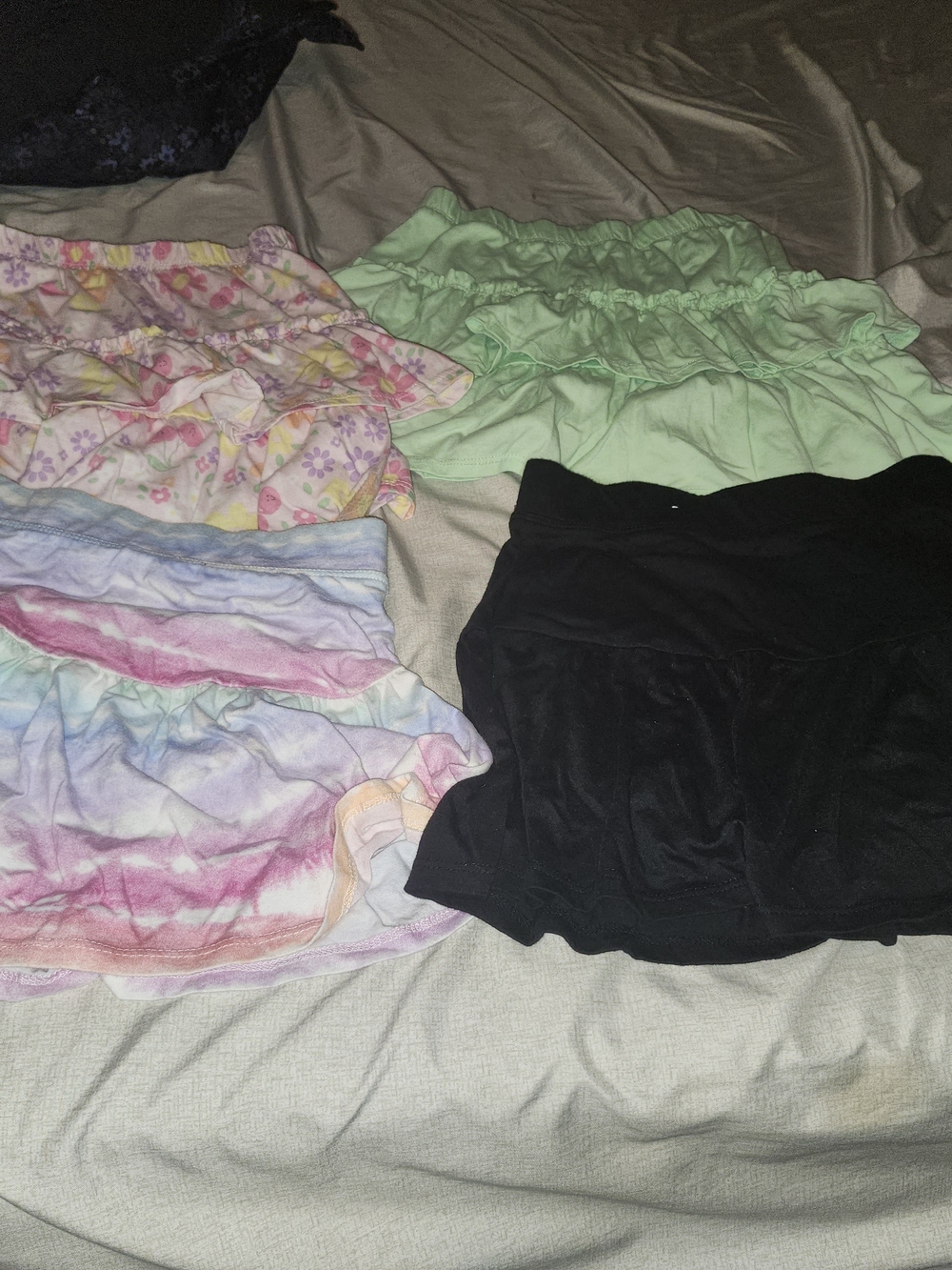 Girls' Ruffle Skort Pack - Black, Mint, Pastel Tie-Dye & Floral